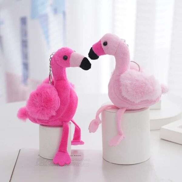 Peluş Flamingo Anahtarlık – Yumuşak Çanta Süsü ve Sevimli Aksesuar 12 Adet