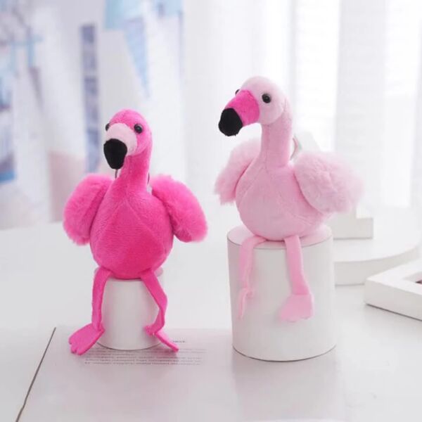 Peluş Flamingo Anahtarlık – Yumuşak Çanta Süsü ve Sevimli Aksesuar 12 Adet