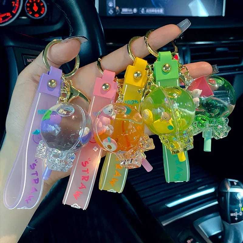 İçi Sulu Lolipop Anahtarlık MAVİ