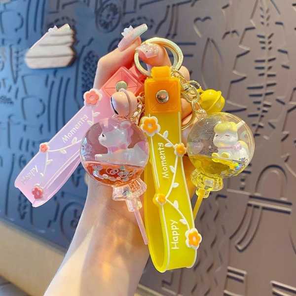 İçi Sulu Lolipop Anahtarlık MAVİ
