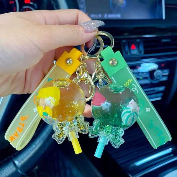 İçi Sulu Lolipop Anahtarlık MAVİ