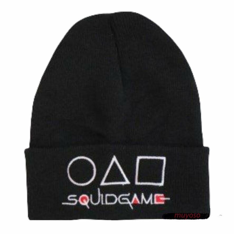 Squid Game Nakışlı Siyah Bere