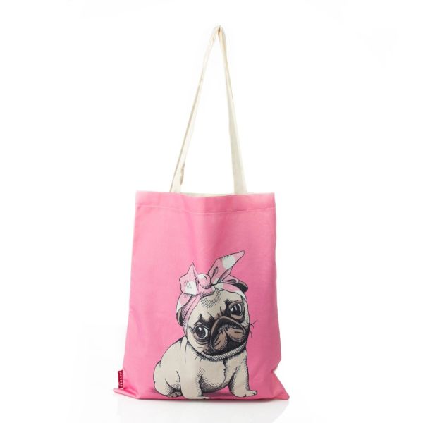 Sevimli Pug  Baskılı Hambez Çanta