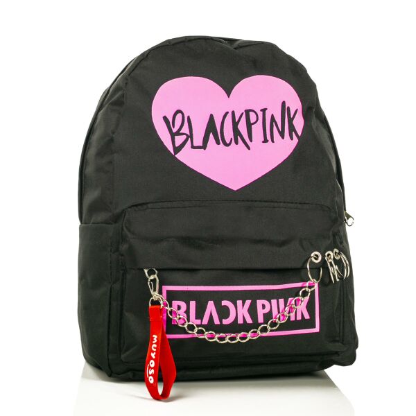 Black Pink Desenli Okul Sırt Çantası