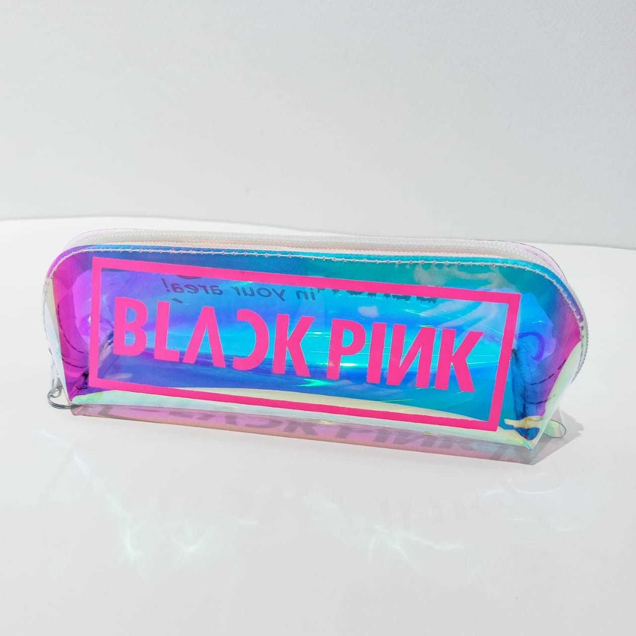 Black Pink Baskılı Şeffaf Kalemlik Makyaj Çantası