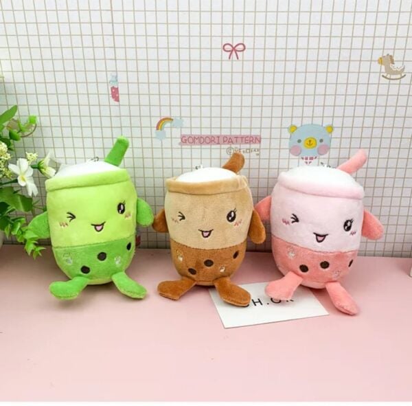 Peluş Bubble Çay Anahtarlık – Yumuşak Çanta Süsü ve Sevimli Aksesuar 12 Adet