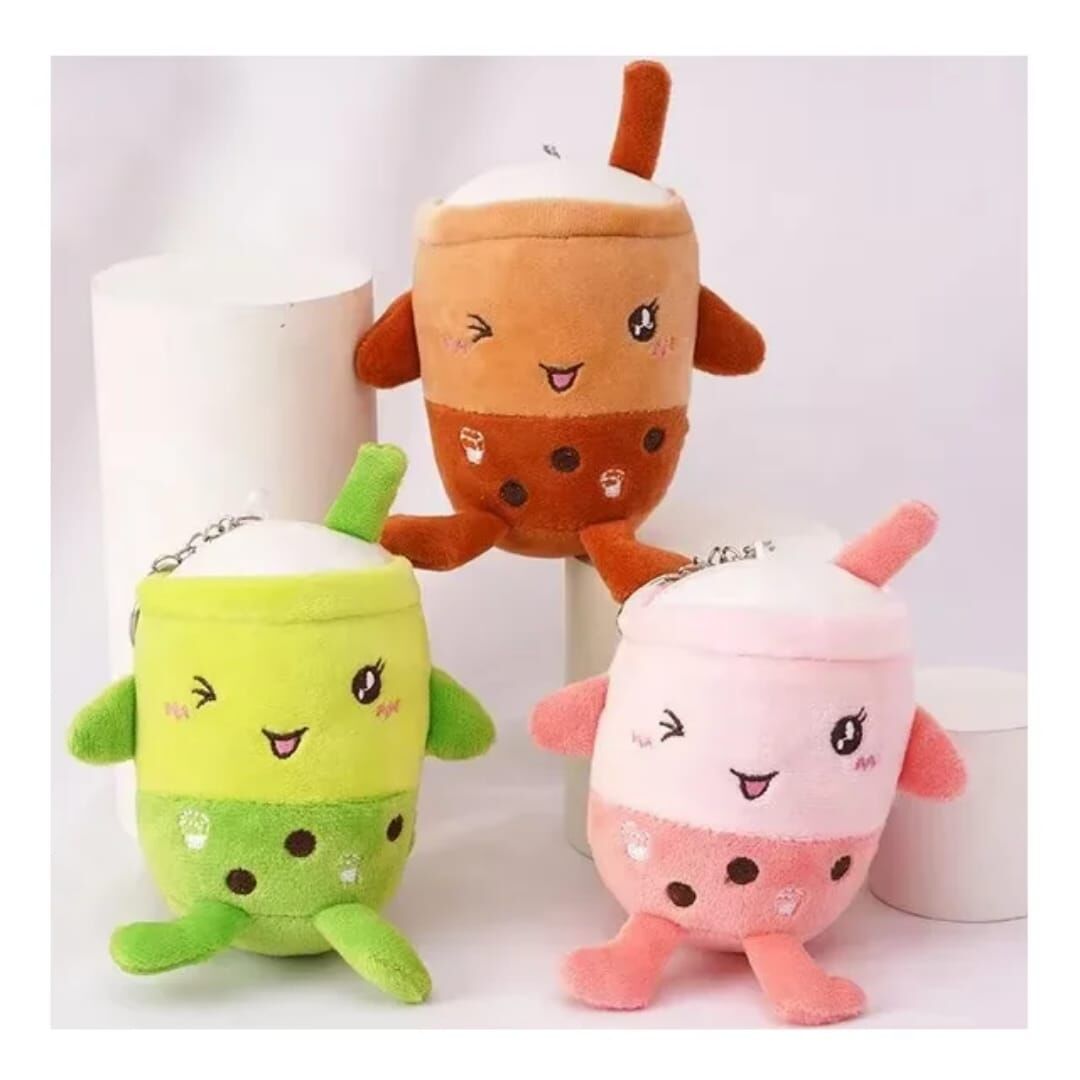 Peluş Bubble Çay Anahtarlık – Yumuşak Çanta Süsü ve Sevimli Aksesuar 12 Adet