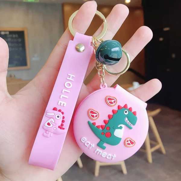 Dinazorlu Silikon Ayna ve Anahtarlık PEMBE