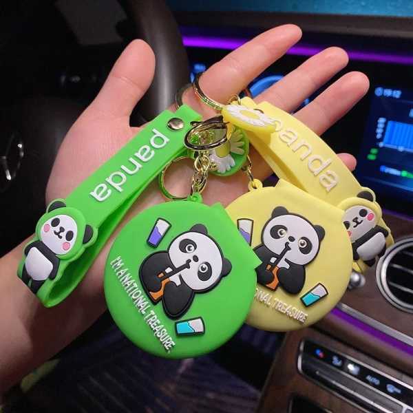 Panda Silikon Ayna ve Anahtarlık KIRMIZI