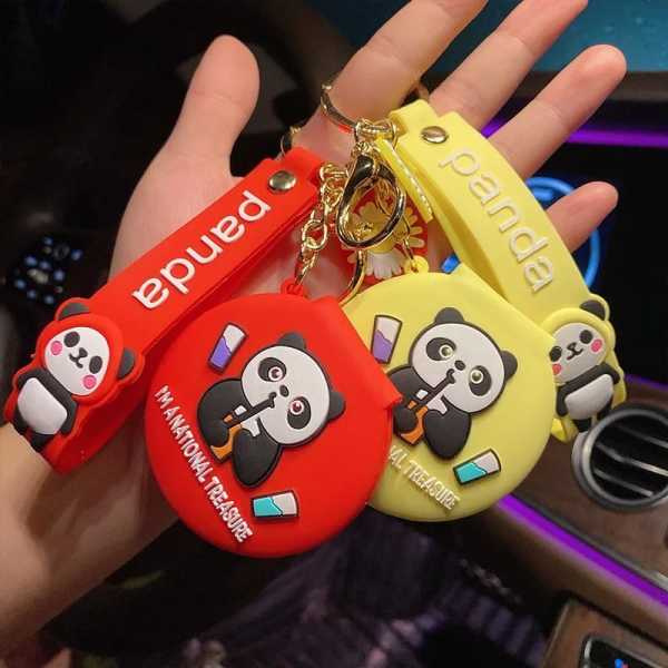 Panda Silikon Ayna ve Anahtarlık KIRMIZI
