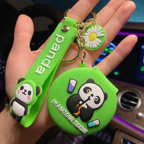 Panda Silikon Ayna ve Anahtarlık KIRMIZI