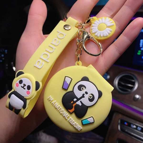 Panda Silikon Ayna ve Anahtarlık KIRMIZI