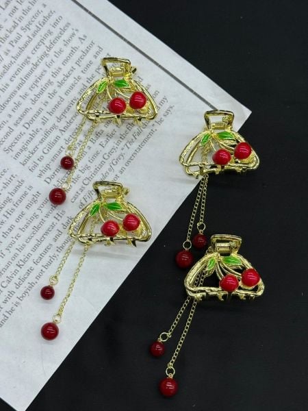 Kiraz  Desenli Sallantılı  Mandal Toka 12 Adet