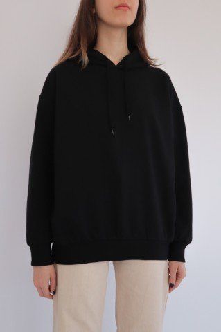 Siyah Kapüşonlu Sırt Baskılı If Wcan Sweatshirt