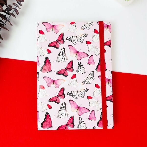 Kelebek Tasarımlı Lastikli Defter