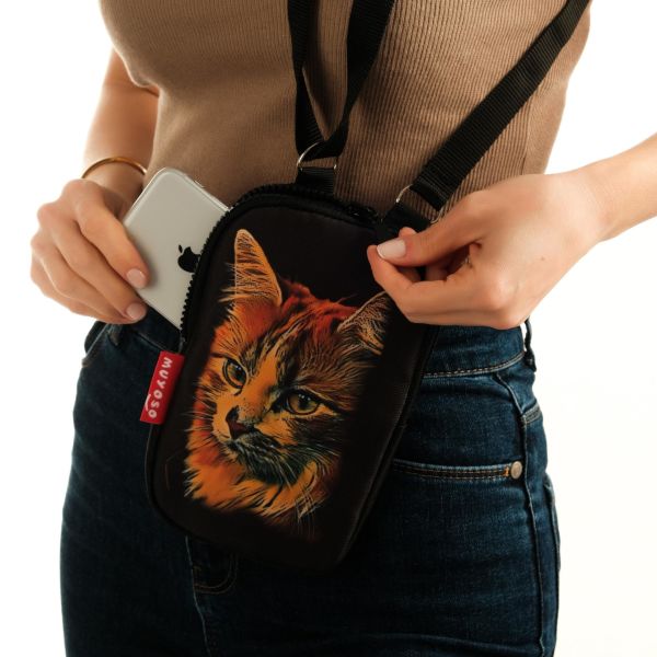 Kedi Baskılı Telefon Çantası
