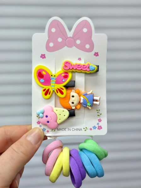 4'lü Klips ve Lastik Çocuk Set Toka