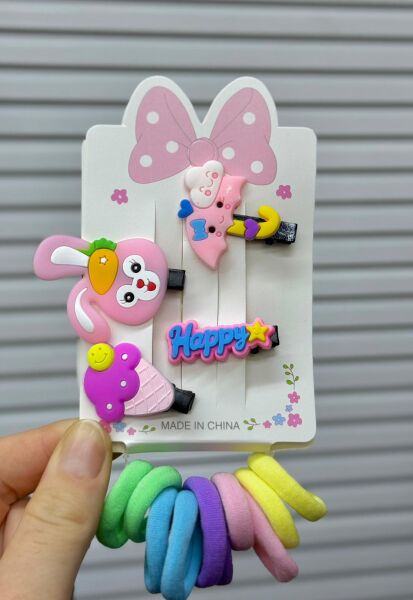 4'lü Klips ve Lastik Çocuk Set Toka