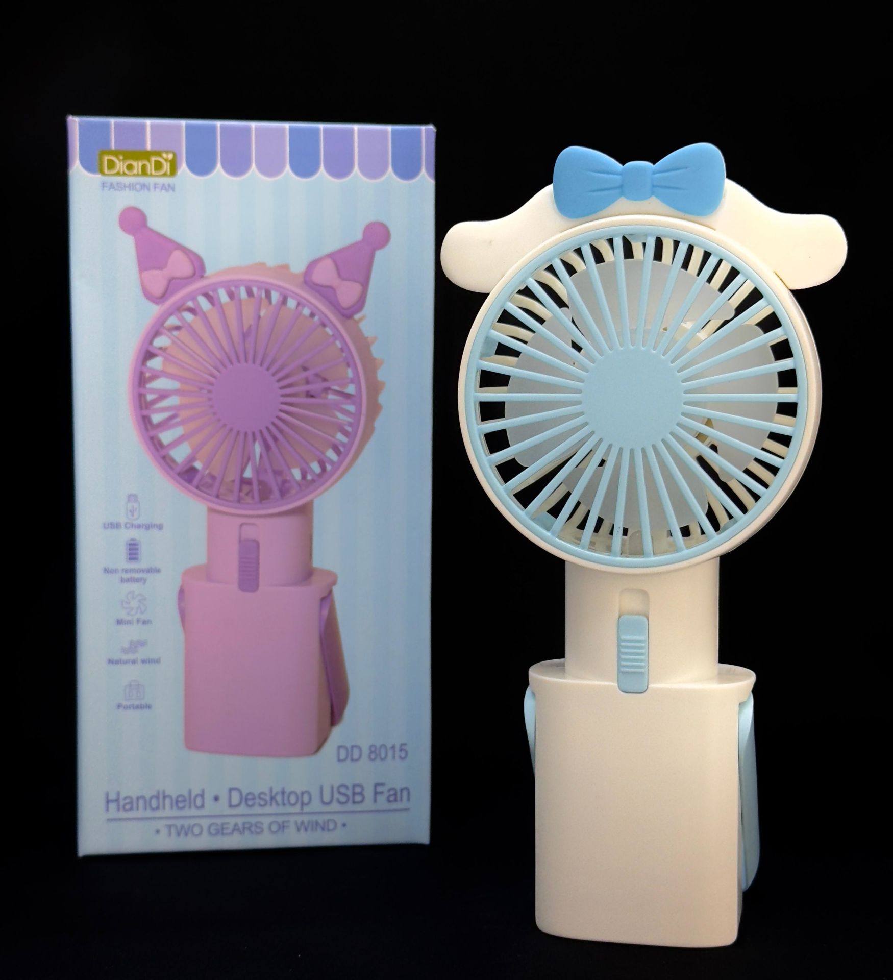 Cinnamoroll Kuromi Karakterli  Mini Fan Masaüstü Taşınabilir Telefon Stantlı El Fan