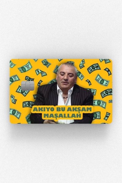Akıyo Maşallah Tasarımlı Kredi Kartı Kaplama Stickeri Papara, Tosla, Kredi Kartı Için Uyumlu