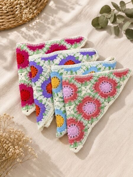 Desenli Örgü Bandana Modelleri Bohem Saç Bandanası