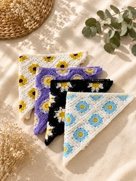Desenli Örgü Bandana Modelleri Bohem Saç Bandanası