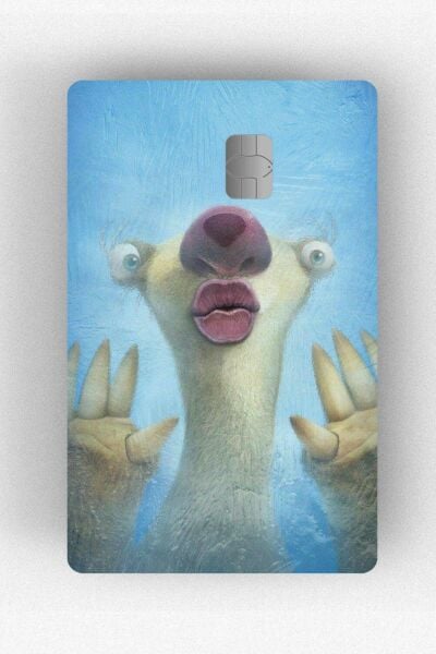 Ice Age Sid Tasarımlı Kredi Kartı Kaplama Stickeri Papara, Tosla, Kredi Kartı Için Uyumlu
