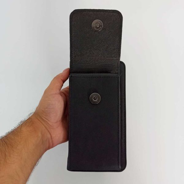 Siyah Kapaklı Telefon Bölmeli Polo Kadın Cüzdanı