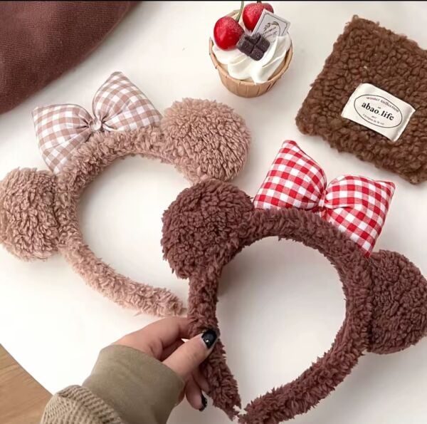 Peluş Fiyonk ve Kulak Detaylı Taç 12 Adet