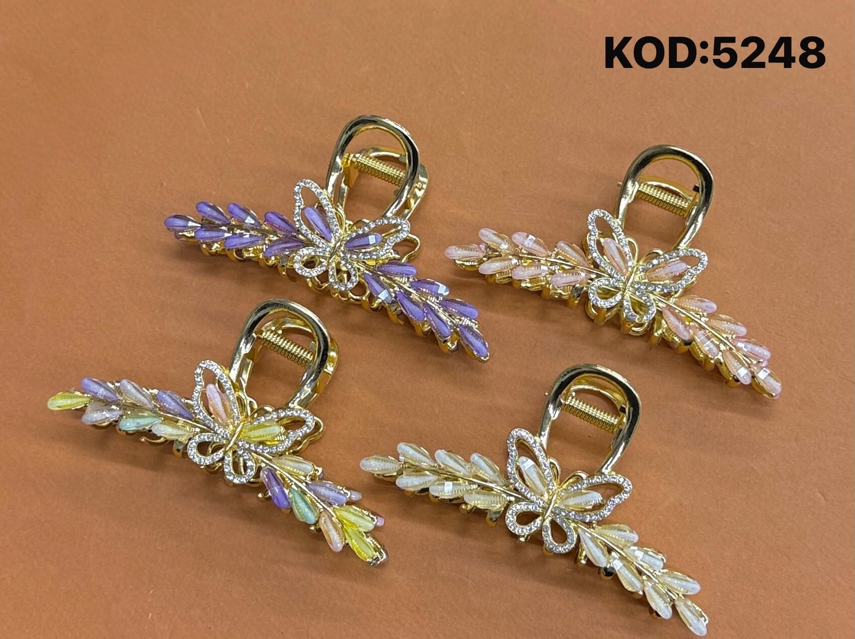 Taşlı Kelebek Detaylı Metal Mandal Toka 12 Adet