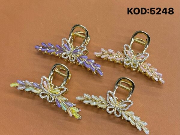 Taşlı Kelebek Detaylı Metal Mandal Toka 12 Adet