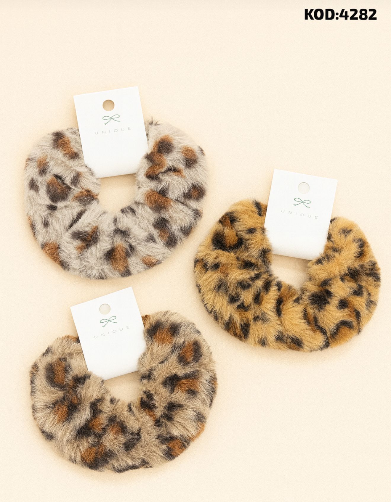 Tüylü Leoparlı Simit Lastik Toka 12 Adet