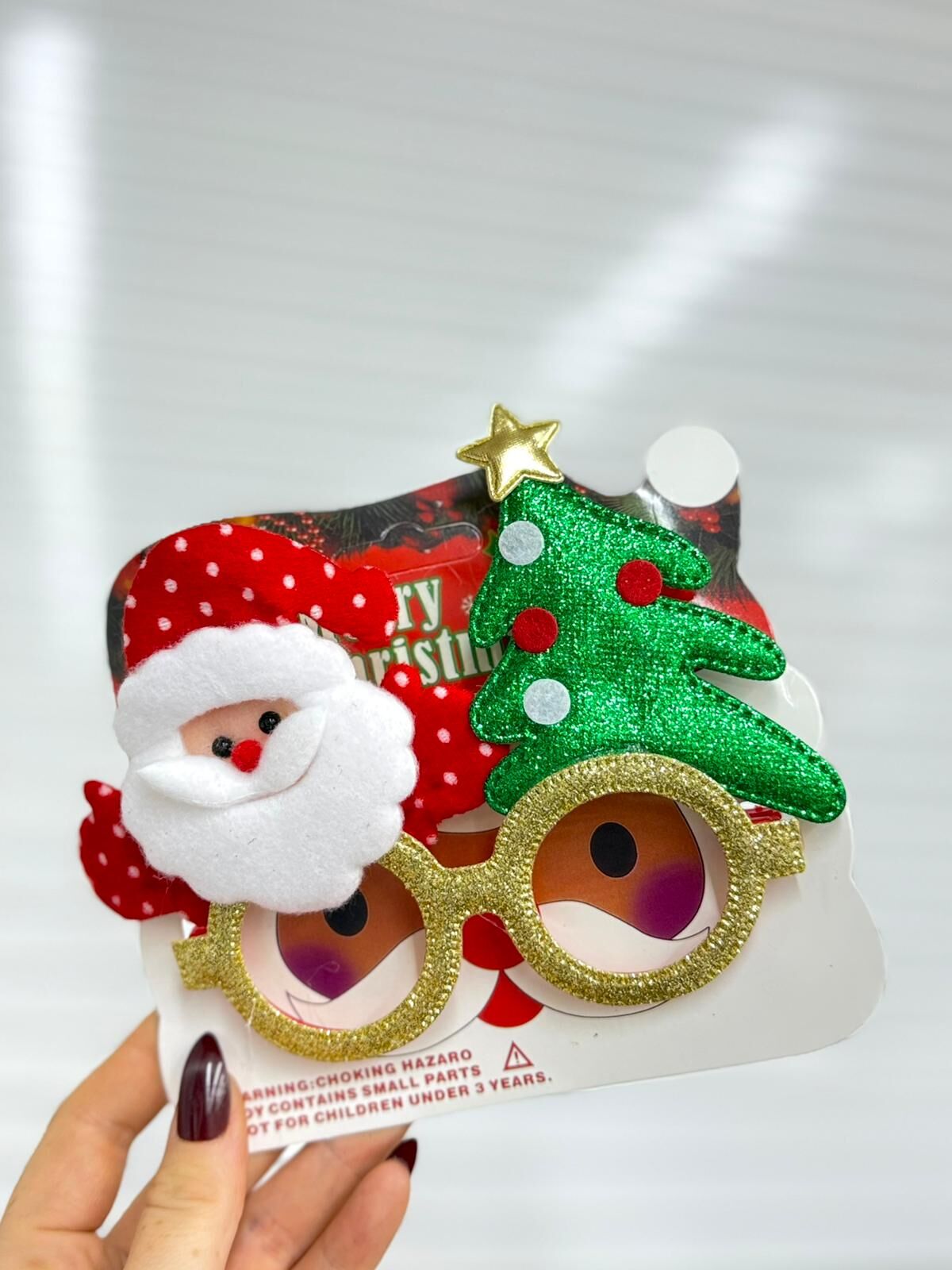 Yılbaşı Noel Baba Gözlüğü | Parlak Simli Parti Gözlüğü  12 Adet