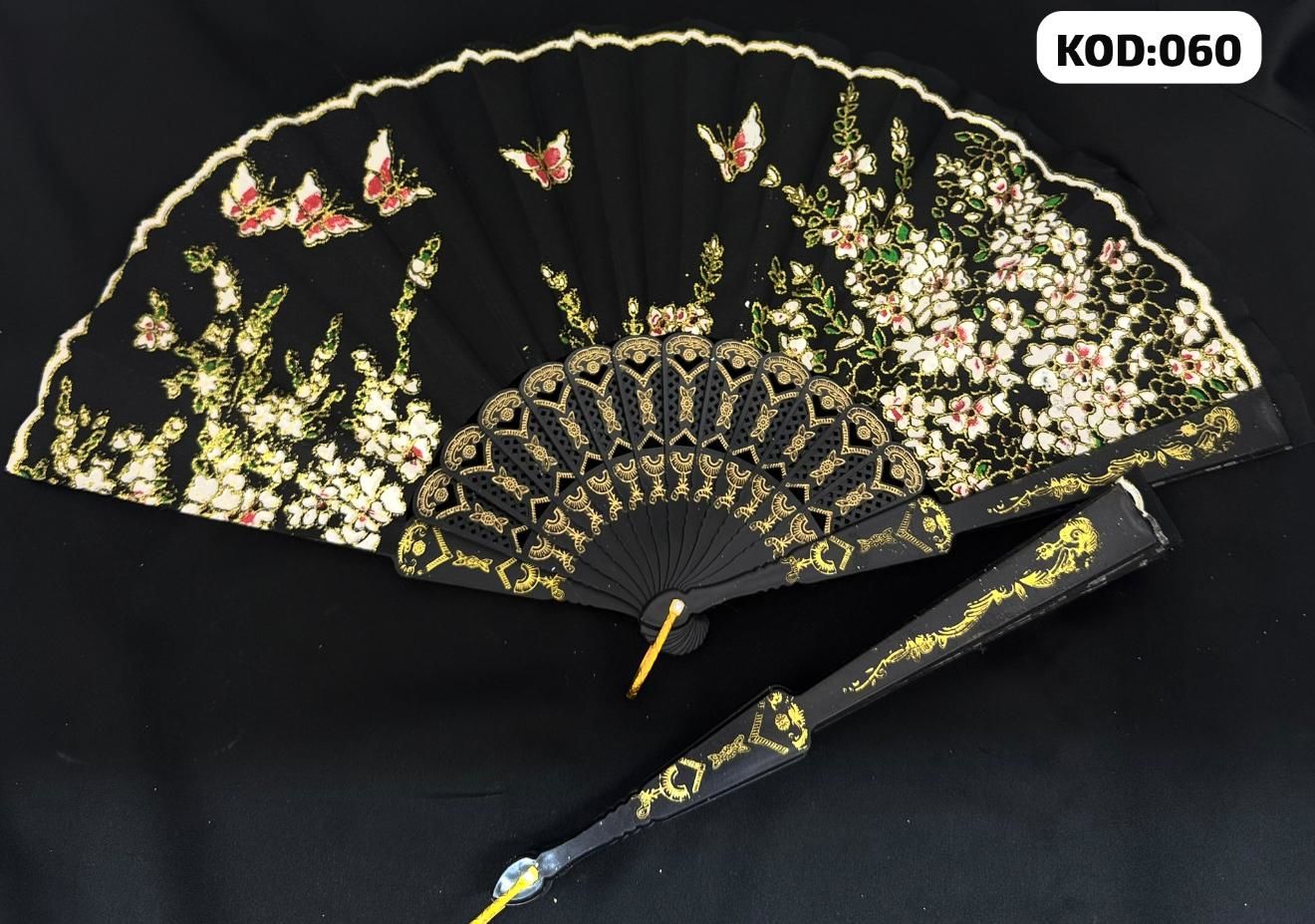 Çiçekli Kelebek  Desenli Yelpaze