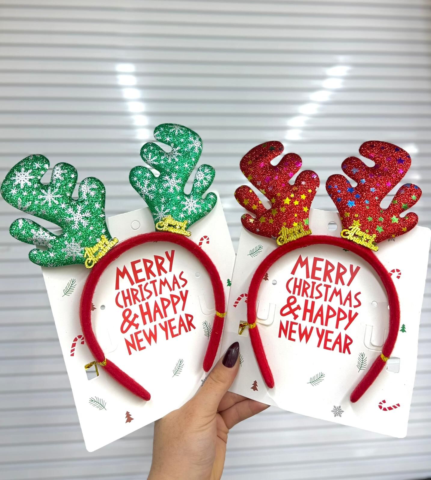 Yılbaşı Geyik Boynuzlu Parti Tacı | Merry Christmas 12 Adet