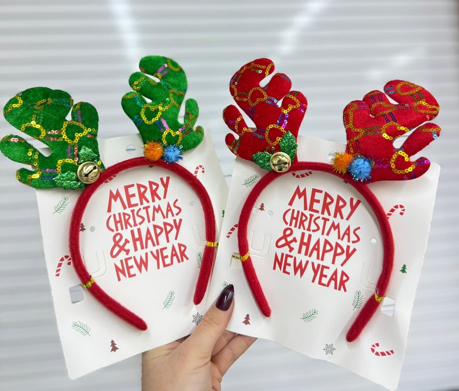 Yılbaşı Geyik Boynuzlu Parti Tacı | Merry Christmas 12 Adet