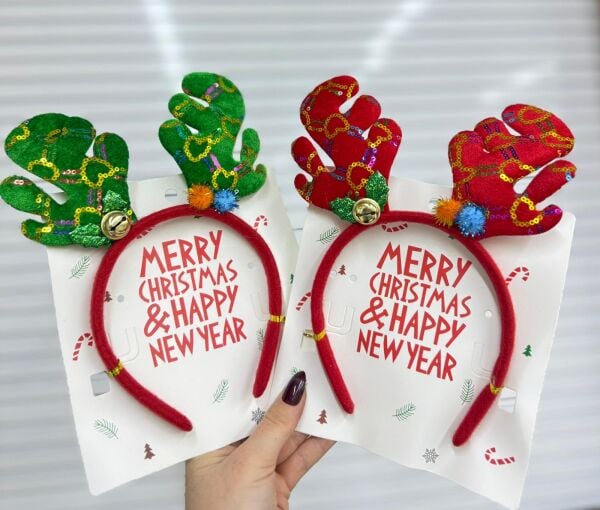 Yılbaşı Geyik Boynuzlu Parti Tacı | Merry Christmas 12 Adet