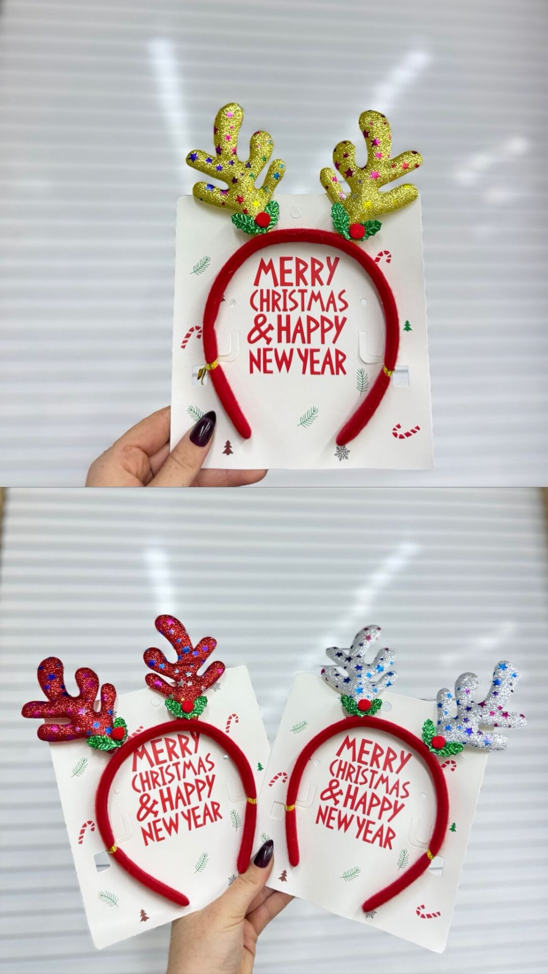 Yılbaşı Geyik Boynuzlu Parti Tacı | Merry Christmas 12 Adet