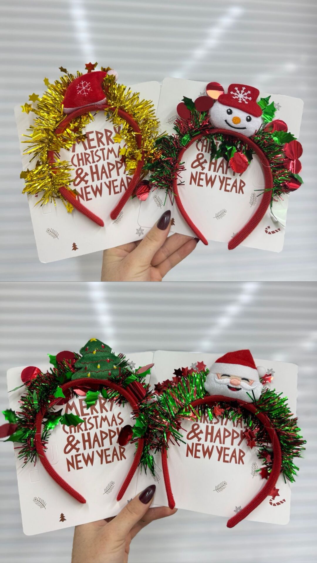 Noel Baba, Geyik ve Çam Ağacı Figürlü Yılbaşı Parti Tacı 12 Adet