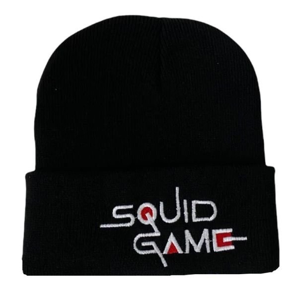 Squid Game Nakışlı Siyah Bere