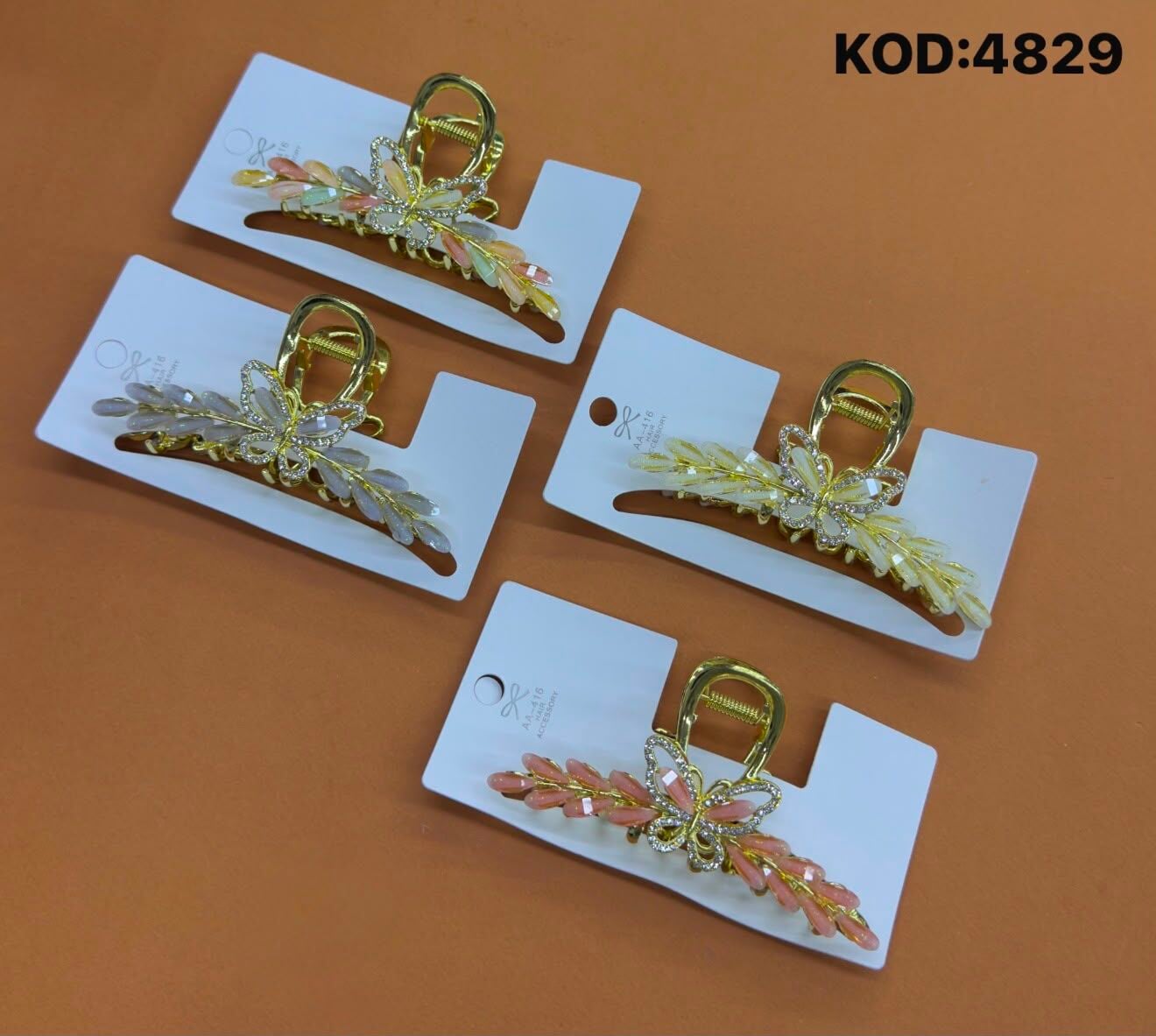 Taşlı KelebekDesenli Metal Mandal Toka 12 Adet
