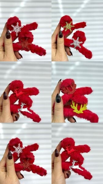 Yeni Yıl  Peluş Mandal Toka 12 Adet