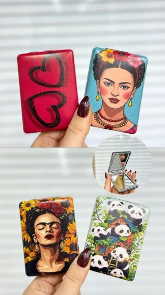 Desenli Küçük El, Çanta Aynas 12 Adet