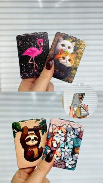 Desenli Küçük El, Çanta Aynas 12 Adet