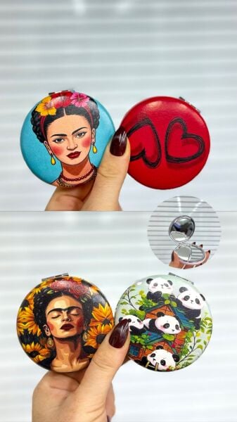 Desenli Küçük El, Çanta Aynas 12 Adet