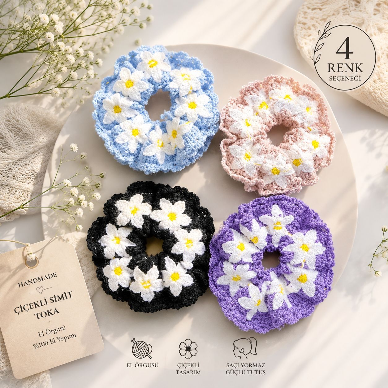 El örgüsü Çiçekli Simit Toka 12 adet