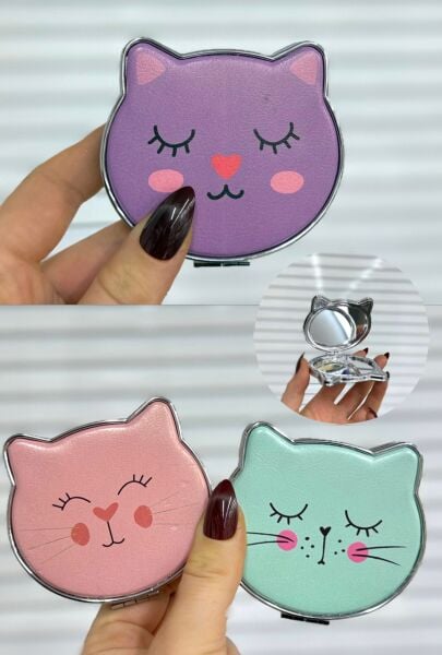 Sevimli Kedi Baskılı Ayna 12 Adet